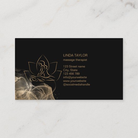 Beruflicher Massagetherapeut Lotus CHIROPRACTOR Visitenkarte (Rückseite)