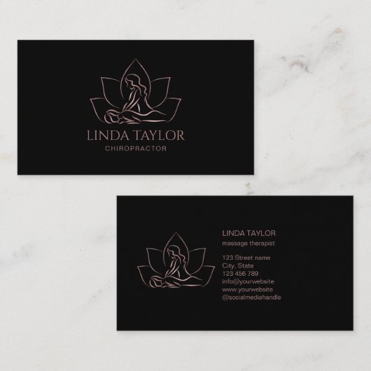 Beruflicher Massagetherapeut Lotus CHIROPRACTOR Visitenkarte (Vorne/Hinten)