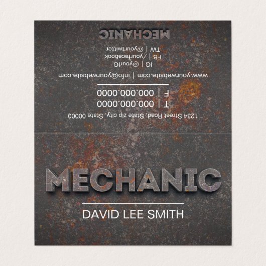 Beruflicher Mechanismus Visitenkarten (Außenseite Aufgefaltet)