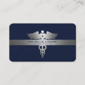 Beruflicher medizinischer Caduceus Blue Silver Min Visitenkarte (Vorderseite)