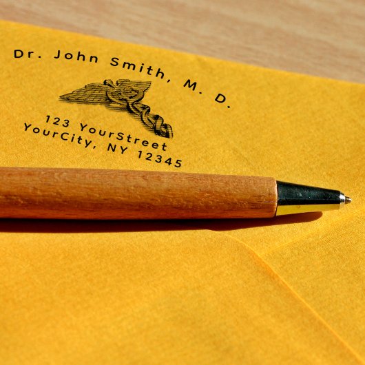 Beruflicher medizinischer Caduceus-Symbol Kurvelle Permastempel