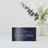 Beruflicher Metallic Navy Blue Visitenkarte (Stehend Vorderseite)