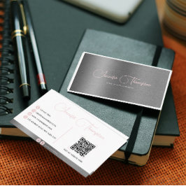 Beruflicher Metallic-Pinselstrich, rosa QR-Code Visitenkarte