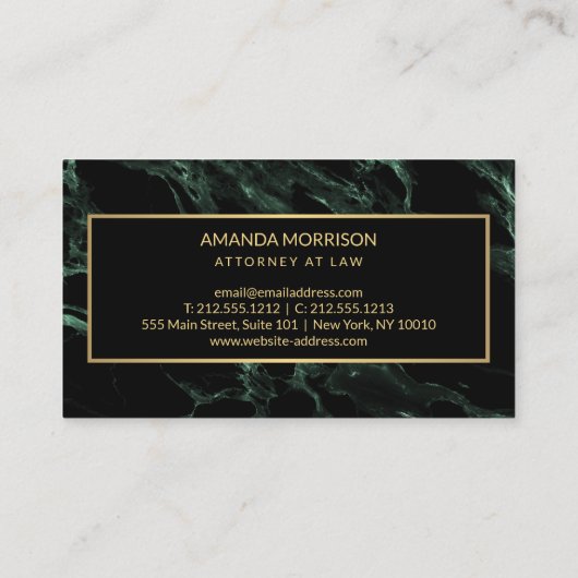 Beruflicher Minimal-Monogramm-Grüne Marmor Visitenkarte (Rückseite)
