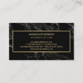 Beruflicher Minimal-Monogramm-Schwarz-Marmor Visitenkarte (Rückseite)