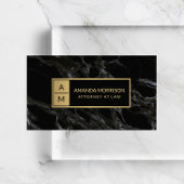 Beruflicher Minimal-Monogramm-Schwarz-Marmor Visitenkarte