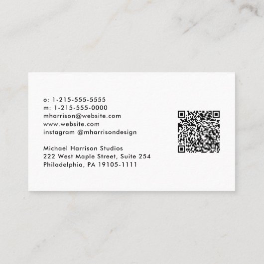 Beruflicher minimaler moderner QR-Code Visitenkarte (Rückseite)