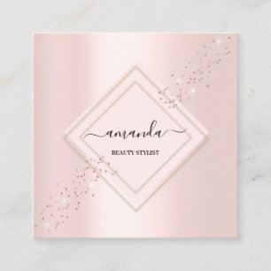 Beruflicher Minimalismus Frame Rosa Glitzer Quadratische Visitenkarte