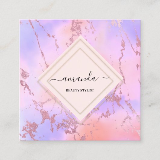 Beruflicher Minimalismus Rahmen Holografisches Mar Quadratische Visitenkarte (Vorderseite)