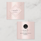 Beruflicher Minimalismus Rahmen Rosa Rose Glitzer Quadratische Visitenkarte (Vorne/Hinten)