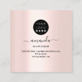 Beruflicher Minimalismus Rahmen Rosa Rose Glitzer Quadratische Visitenkarte (Rückseite)