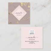 Beruflicher Minimalismus Rahmen Rose Gold Marmor Quadratische Visitenkarte (Vorne/Hinten)