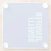Beruflicher minimalistischer, fett blauer Name Glasuntersetzer (Rückseite)