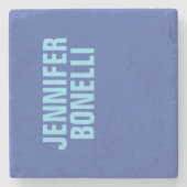 Beruflicher minimalistischer, fett blauer Name Steinuntersetzer (Vorderseite)