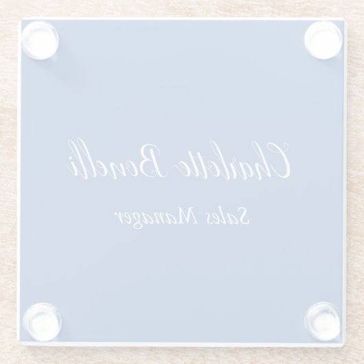 Beruflicher Minimalistischer Handschriftname Blau Glasuntersetzer (Rückseite)