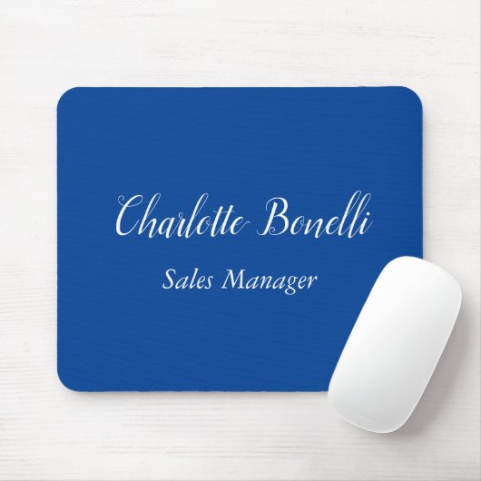Beruflicher Minimalistischer Handschriftname Blau Mousepad (Mit Mouse)