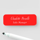 Beruflicher Minimalistischer Handschriftname Rot Namensschild (Beispiel)