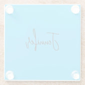 Beruflicher minimalistischer Kalligraphiename Blau Glasuntersetzer (Rückseite)