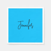 Beruflicher minimalistischer Kalligraphiename Blau Serviette (Vorderseite)