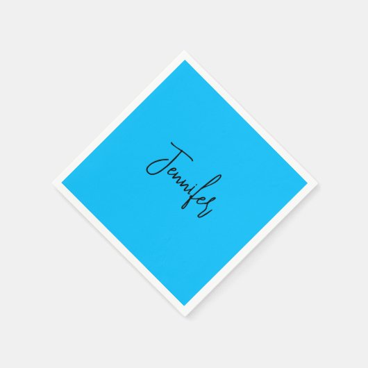 Beruflicher minimalistischer Kalligraphiename Blau Serviette (Ecke)