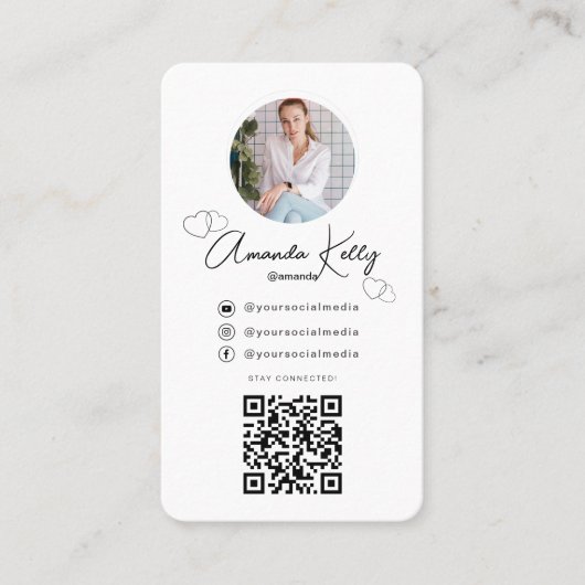 Beruflicher Minimalistischer Kosmetischer QR-Code Visitenkarte (Vorderseite)