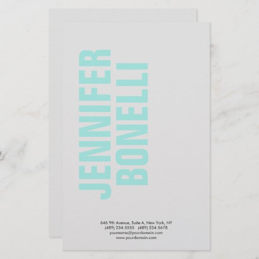 Beruflicher minimalistischer moderner blauer Name Briefpapier (Vorne/Hinten)