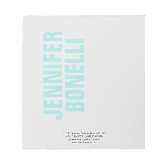 Beruflicher minimalistischer moderner blauer Name Notizblock (Vorderseite)