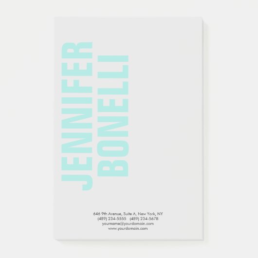 Beruflicher minimalistischer moderner blauer Name Post-it Klebezettel (Vorderseite)