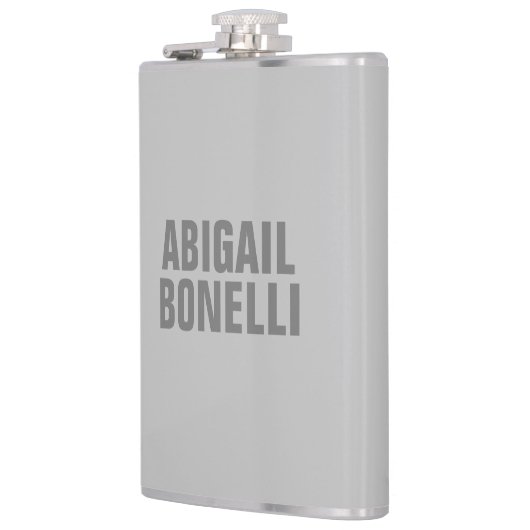 Beruflicher minimalistischer, moderner Grauname Flachmann (Links)