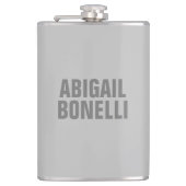 Beruflicher minimalistischer, moderner Grauname Flachmann (Vorderseite)