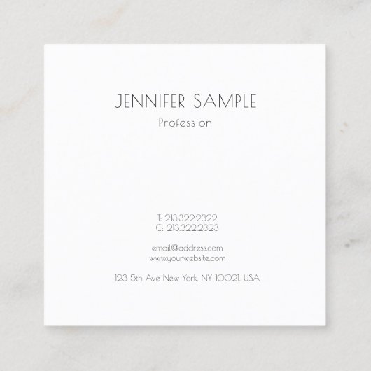 Beruflicher Minimalistischer moderner Quadratische Visitenkarte (Rückseite)