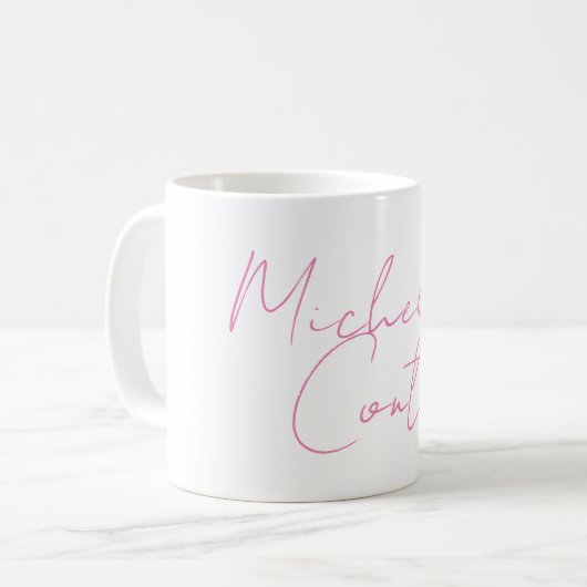 Beruflicher minimalistischer moderner rosa Name Kaffeetasse (Vorderseite Links)