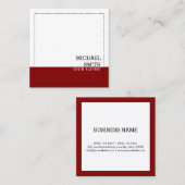 Beruflicher Minimalistischer moderner Weißmaron Quadratische Visitenkarte (Vorne/Hinten)