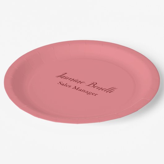 Beruflicher Minimalistischer Name Persönlich Pappteller (Schrägansicht)