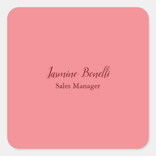 Beruflicher Minimalistischer Name Persönlich Quadratischer Aufkleber (Vorderseite)