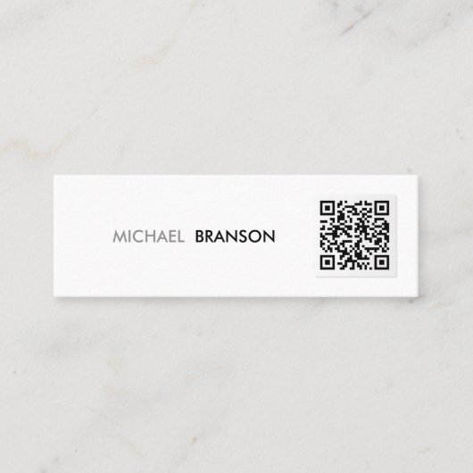 Beruflicher Minimalistischer QR-CODE Mini Visitenkarte (Vorderseite)
