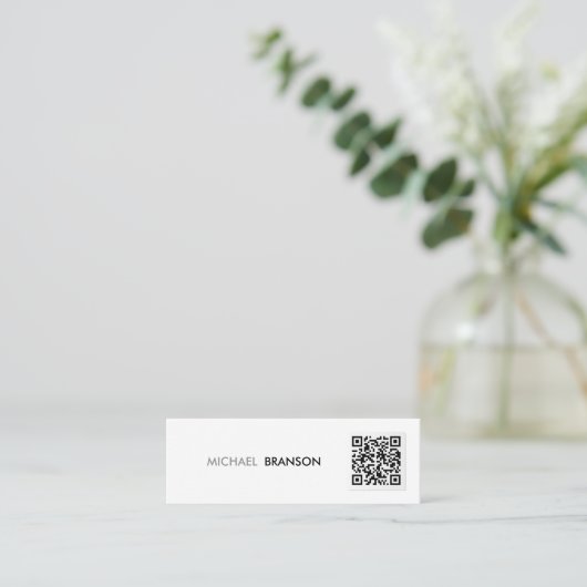 Beruflicher Minimalistischer QR-CODE Mini Visitenkarte (Stehend Vorderseite)