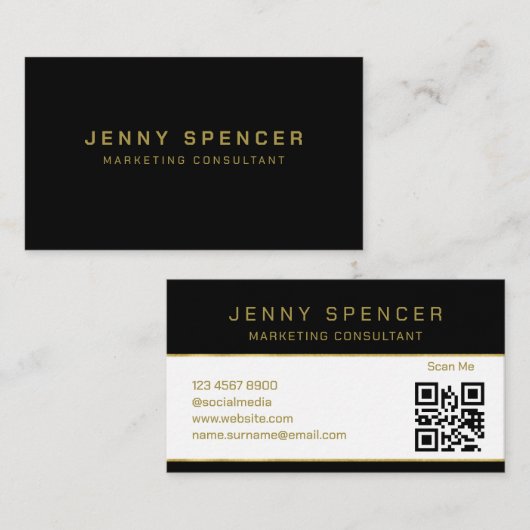 Beruflicher Minimalistischer QR-Code Visitenkarte (Vorne/Hinten)