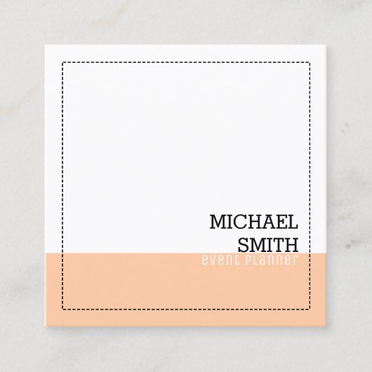 Beruflicher Minimalistischer weißer Pfirsich Quadratische Visitenkarte (Vorderseite)