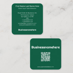 Beruflicher Minimalwert für das Green QR Code Logo Quadratische Visitenkarte