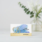 Beruflicher mit Monogramm GoldblauWatercolor Visitenkarte (Stehend Vorderseite)