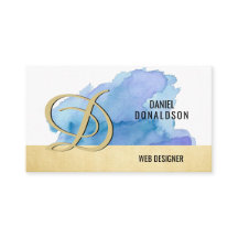 Beruflicher mit Monogramm GoldblauWatercolor