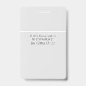 Beruflicher Mitarbeiter des Minimalistischen Krank Ausweis (Rückseite)