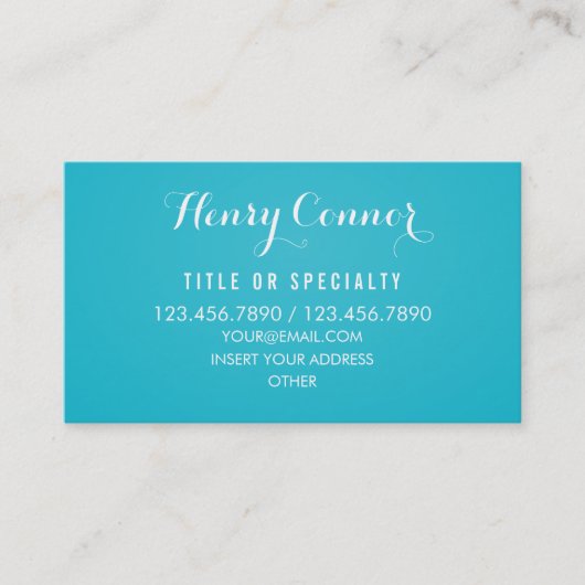 Beruflicher mittlerer Türkis-Vintages elegantes Visitenkarte (Vorderseite)