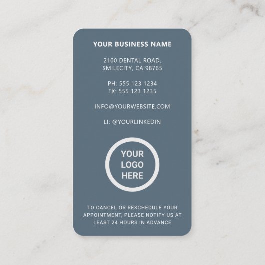 Beruflicher moderner Arzt für Minimalistische Medi Terminkarte (Rückseite)