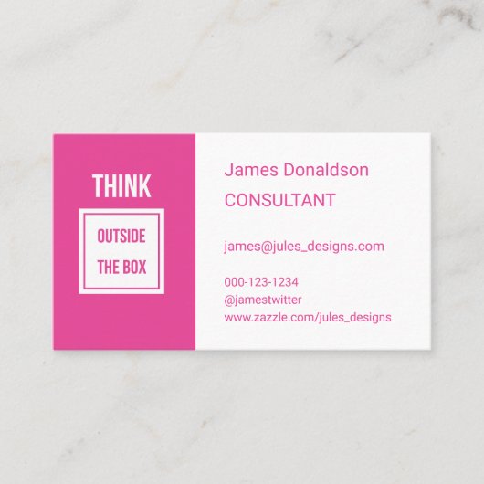 Beruflicher moderner Berater pink Visitenkarte (Vorderseite)