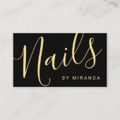 Beruflicher moderner Black and Gold Nail Salon Visitenkarte (Vorderseite)