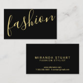 Beruflicher moderner Black&Gold Mode-Stylist Visitenkarte (Vorne/Hinten)