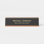 Beruflicher, moderner Black Gold-Office-Titel Schreibtischnamensplakette (Vorderseite )