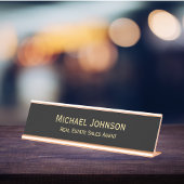 Beruflicher, moderner Black Gold-Office-Titel Schreibtischnamensplakette